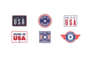 Made in USA. American manufactured emblem. Pride United States national badge.