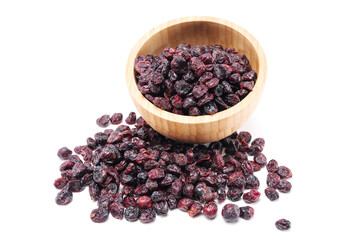 Dried cranberries isolated on white background.
