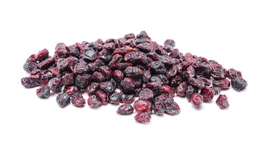 Dried cranberries isolated on white background.