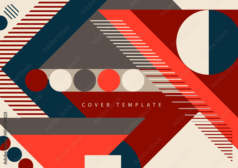 Poster modern abstract brochure with geometric shapes, circles and squares, lines. minimal bold architectur