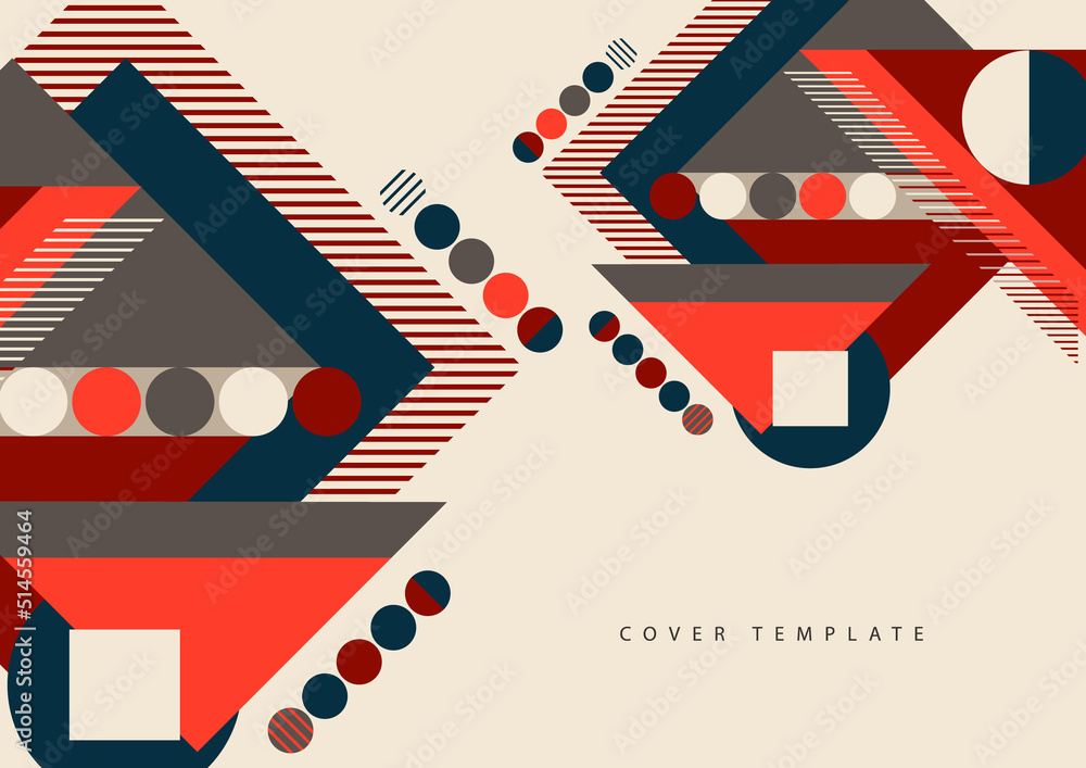 Poster modern abstract brochure with geometric shapes, circles and squares, lines. minimal bold architectur