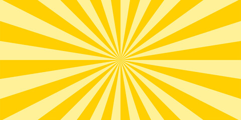 Abstract explosion background in gradient yellow color. Asian style glare effect. Sunshine sparkle pattern. Vector illustration of a radial ray. Narrow beam. For backdrops, posters, banners, covers.