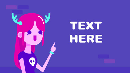 Cute Flat Girl Explaining or Presenting Something Vector Illustration