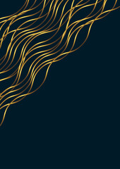 Dark blue abstract wave background with glitter golden lines. Luxury and elegant style template design. Modern simple overlap wave layers elements. Vector