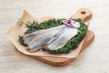 Marinated Herring fillet with onion