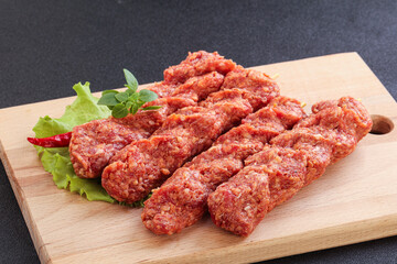 Raw beef kebab minced meat