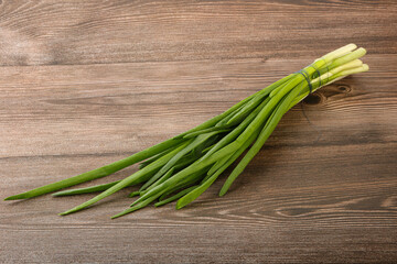 Raw young green onion heap