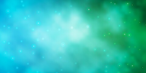 Fototapeta na wymiar Light Blue, Green vector background with colorful stars.