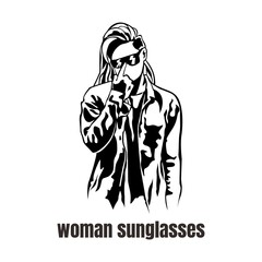 woman sunglasses illustration icon logo design vector	