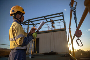 Authorise auditor personal inspecting an inertial reel fall arrest, fall restraint equipment prio...