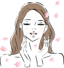 美容　美肌に喜ぶ女性　エステモデル