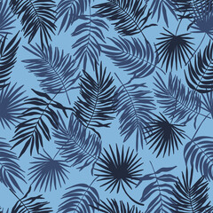 Fototapeta na wymiar Tropical leaves seamless pattern. Jungle floral vector illustration. Abstract botanical background. Palm trees branches fashion print for fabric, package, paper