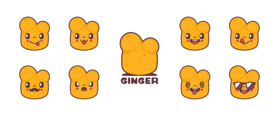 Fototapeta premium ginger cartoon. plant vector illustration. icon, emoticons, cartoons