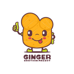 ginger cartoon mascot. plant vector illustration