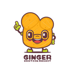 ginger cartoon mascot. plant vector illustration