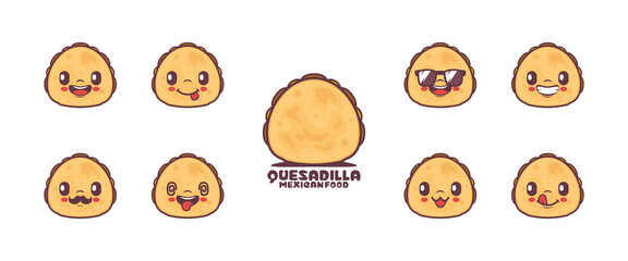 Fototapeta premium Quesadilla cartoon. mexican food vector illustration. icon, emoticons, cartoons