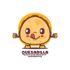 Quesadilla cartoon mascot. mexican food vector illustration