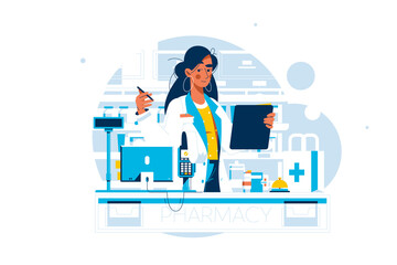 Doctor pharmacist in drugstore