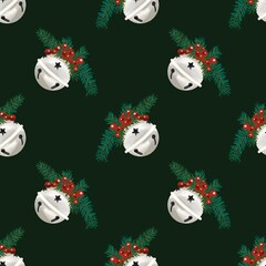 Watercolor Christmas seamless pattern. Realistic illustration Christmas fabric
