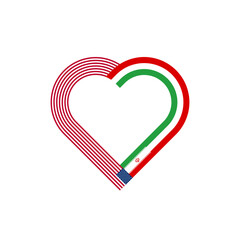 peace concept. heart ribbon icon of united states and iran flags. vector illustration isolated on white background