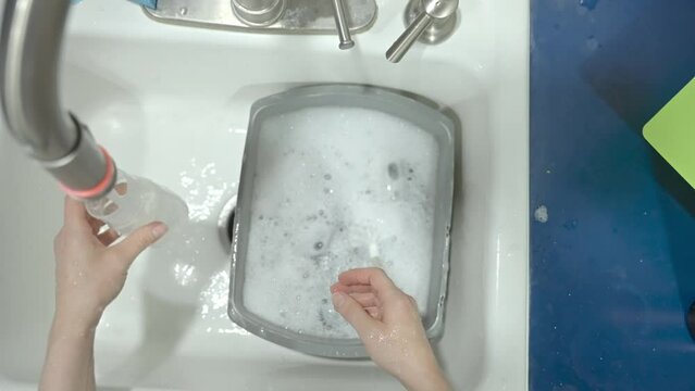 Cleaning and setting up breast pump.