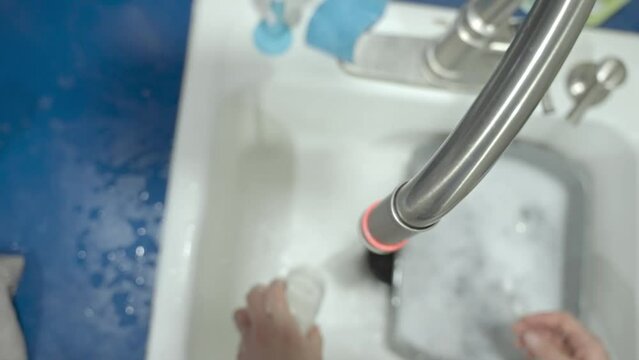 Cleaning and setting up breast pump.