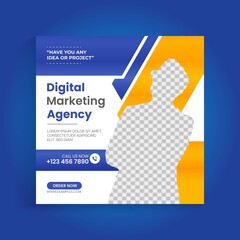 Business digital marketing agency promotional banner for social media post template square banner
