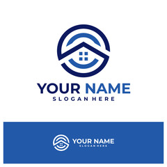 Letter SC House Logo Design Template. House logo concept vector. Creative Icon Symbol