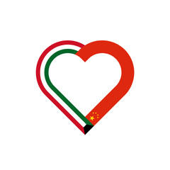 unity concept. heart ribbon icon of kuwait and china flags. vector illustration isolated on white background