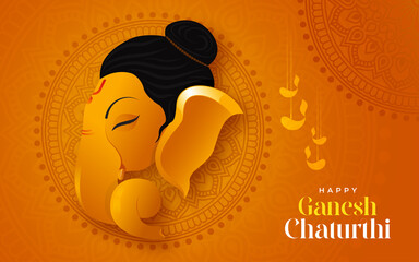 Happy Ganesh Chaturthi Festival Celebration Greeting Background Template - obrazy, fototapety, plakaty