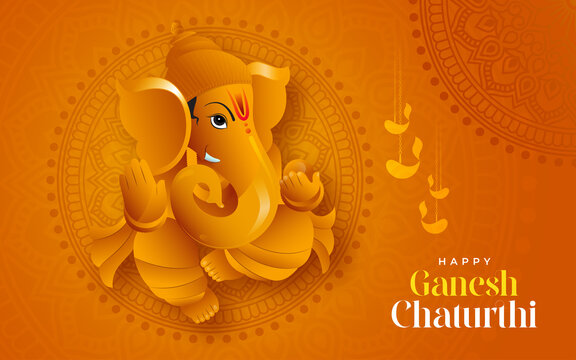 Happy Ganesh Chaturthi Festival Celebration Greeting Background Template
