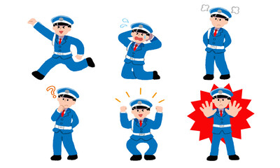 警備員・ガードマンの男性イラストセット