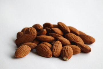 almonds on white background