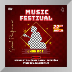 Social media post music event baner or flyer for social media template
