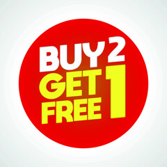 Buy 2 Get 1 free label banner vector