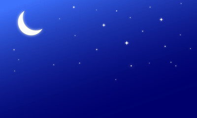 Obraz na płótnie Canvas 月とキラキラの星の夜空の背景素材1