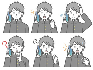 スマホで話す男子学生