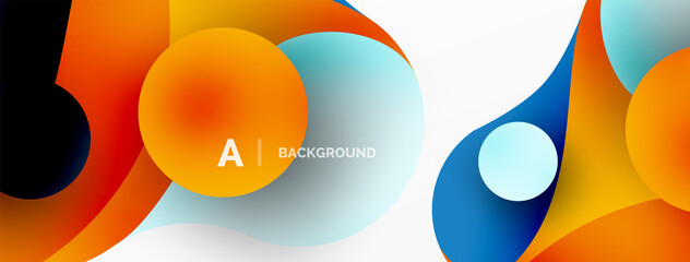 Geometric round shapes and circles abstract background. Wallpaper for concept of AI technology, blockchain, communication, 5G, science, business