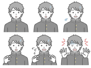 驚く表情の強弱　男子学生