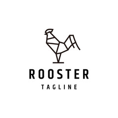 Rooster line art logo icon design template