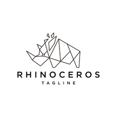 Rhinoceros geometric polygonal logo vector icon design template © SuryoMono
