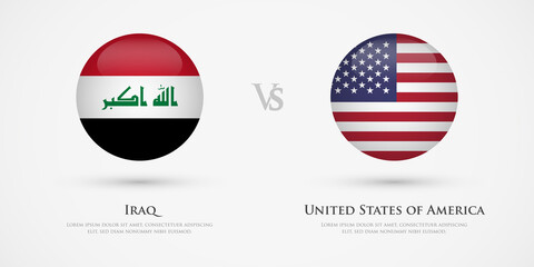 Iraq vs United States of America country flags template. The concept for game, competition, relations, friendship, cooperation, versus.