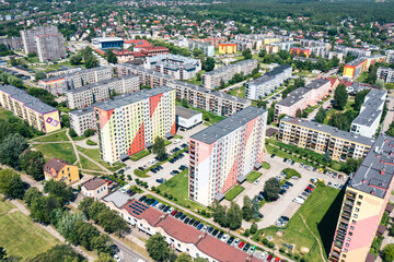 Zawiercie, Poland. Aerial view of A residential part of the city of Zawiercie, Silecia Province,...