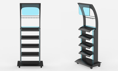 Display stand, retail display stand for product , display stands isolated on white background. 3d illustration