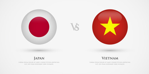 Japan vs Vietnam country flags template. The concept for game, competition, relations, friendship, cooperation, versus.