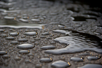 cool rain drops on the floor with shade of black shadow