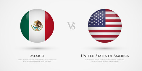 Obraz premium Mexico vs United States of America country flags template. The concept for game, competition, relations, friendship, cooperation, versus.