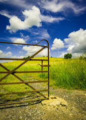 Farm gate with landscape beyond