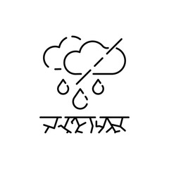 Obraz premium Drought. thirst. Cracked and dried plant or soil. Global disaster. Famine. Climate change vector line icon. Editable