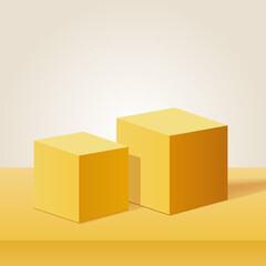 Yellow studio background with podium Free Vector